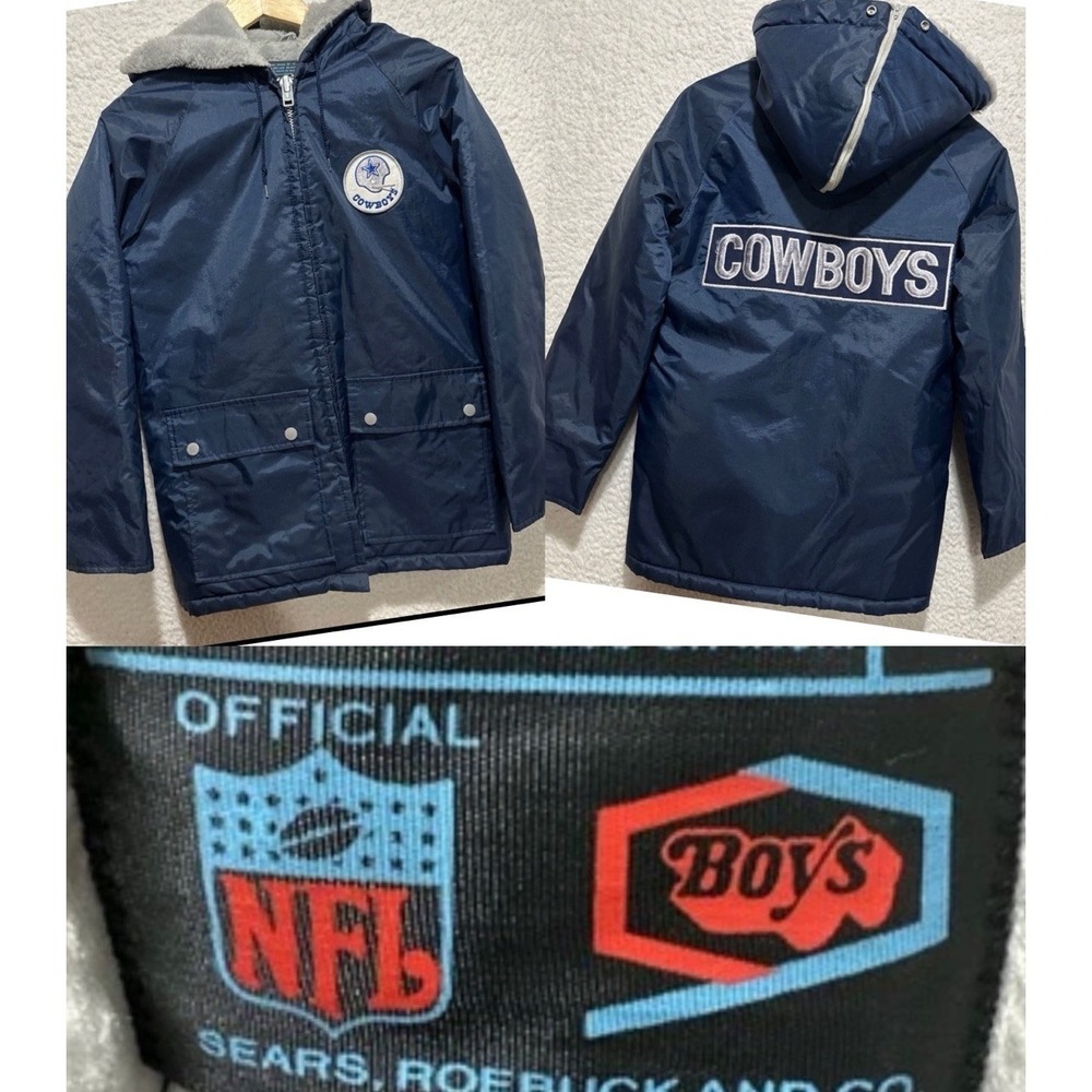 80s Vintage Dallas Cowboys‎ 1982 NFL Football Sears Winter Parka Coat Size 16